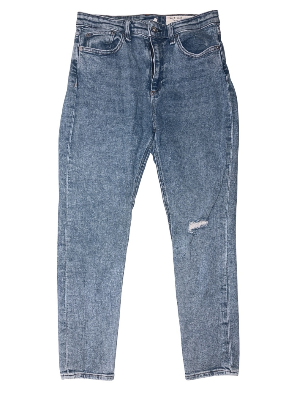 Rag & Bone Nina High-Rise Ankle Skinny Distressed Blue Women's Jeans